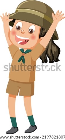 Cute girl scout cartoon character illustration