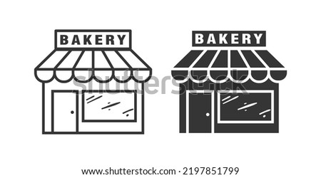 Cafe icon or bakery shop icon set vector design line art illustration, door, windows icon Royalty-Free Stock Photo #2197851799