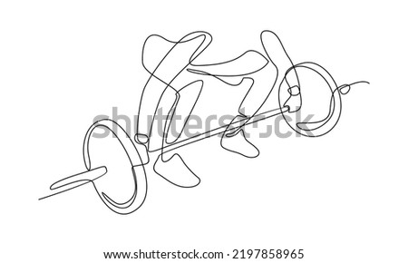 continuous line drawing of young strong weightlifter man preparing for barbell workout in gym Royalty-Free Stock Photo #2197858965