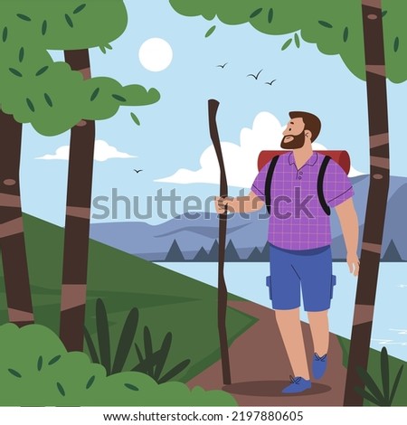 Hand drawn people in the forest Vector illustration