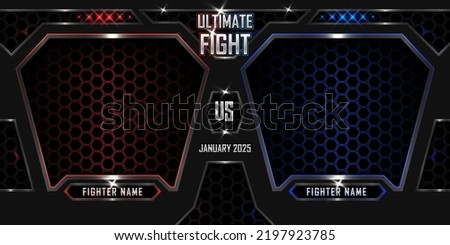 Realistic Ultimate fight sports 3d poster with modern metallic logo Royalty-Free Stock Photo #2197923785
