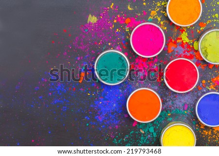 Indian Holi festival colours with text space Royalty-Free Stock Photo #219793468