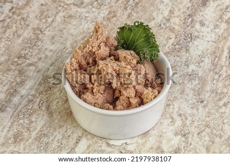 Liver pate appetizer in the bowl