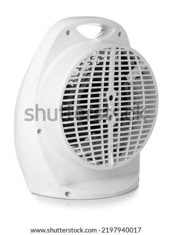 Electric fan heater on white background