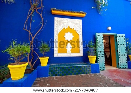 Jardin Majorelle (Yves Saint Laurent Garden), a famous fashion designer from Paris, France, bought this garden house as a vacation home.  During the colonization of France, Morocco