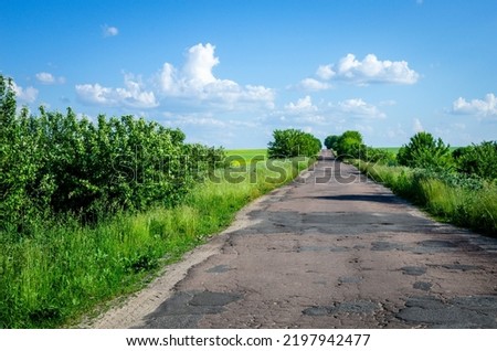 Asphalt road in the countryside on a summer day.