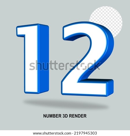 NUMBER 3D RENDER WHITE BLUE COLOR