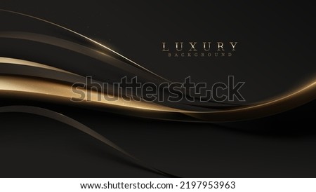 Black luxury background with golden ribbon elements and glitter light effect decoration. Royalty-Free Stock Photo #2197953963