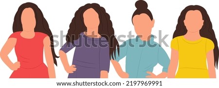 kids portrait in flat style, isolated vector