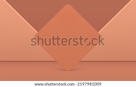 Brown geometric 3d background rhombus triangle wall shape product showcase design realistic vector illustration. Beige display backdrop minimalist pedestal exhibit presentation abstract exposition Royalty-Free Stock Photo #2197981009