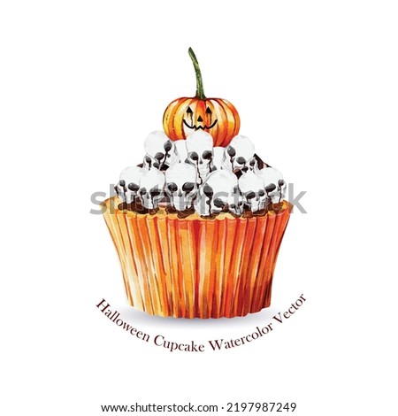 Halloween cupcake watercolor vector design great for your compositions or decorate with your artwork.