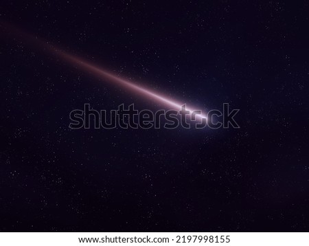 Meteorite in the sky. A bright meteor against the background of stars. Beautiful falling star. Royalty-Free Stock Photo #2197998155