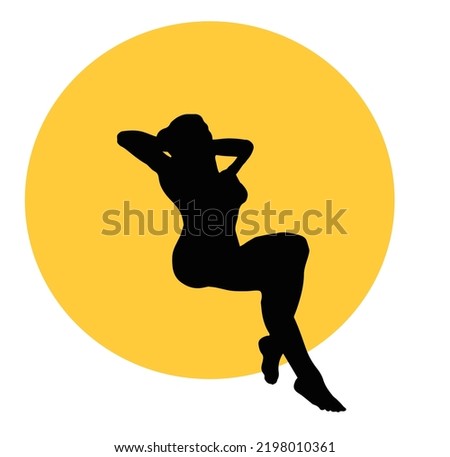 Sitting woman vector design isolated on yellow and white background.