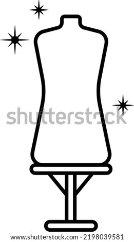 Clothing display Stand Concept, sewing mannequin vector line icon design, Glamour and beauty symbol, Haute couture Sign, Fashion Show and Exhibition stock illustration