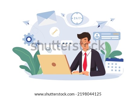 Customer Service Support via Email Illustration concept on white background
