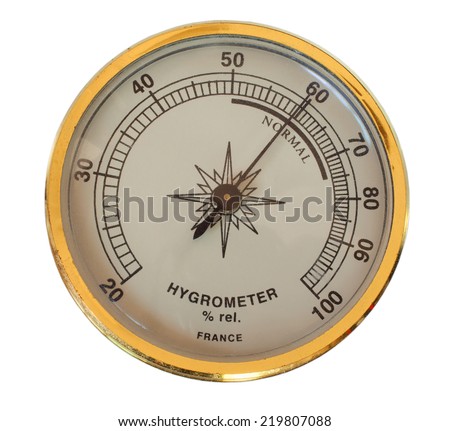 Analog device used to measure humidity isolated on white Royalty-Free Stock Photo #219807088