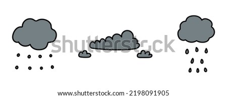 Doodle clouds isolated set. Vector elements for design, autumn clip art