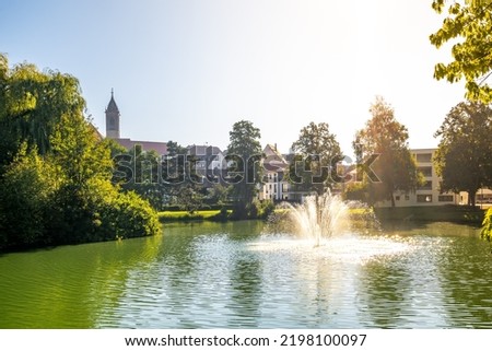 View over Duck Pond in Pfullendorf, Allgaeu, Germany 