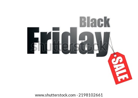 The inscription Black Friday and a tag with the text SALE on a white background