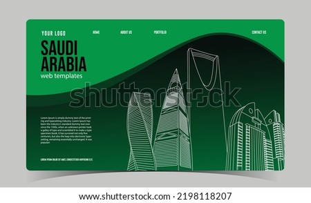 Saudi Arabia line Art Landmark.web Design temple Vector. Royalty-Free Stock Photo #2198118207