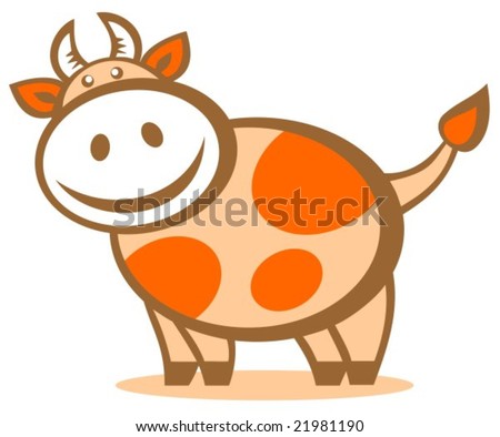 Cartoon cheerful happy cow isolated on a white background. Zodiac sign.
