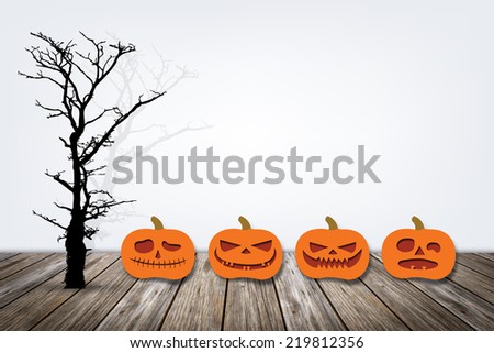Halloween concept on wooden floor