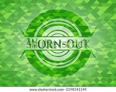 Worn-out realistic green mosaic emblem. Vector Illustration. Detailed. 
