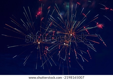Colorful fireworks in the night sky. Festive pyrotechnics. Background image