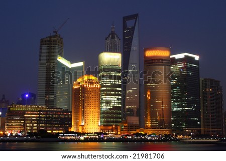 Economic Center of China - Night View of Shanghai