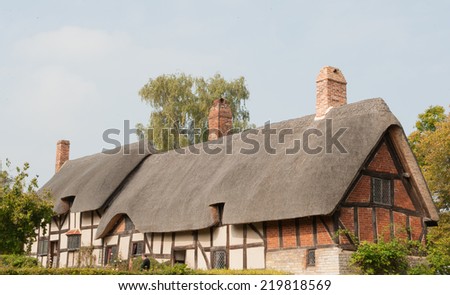 Anne Hathaway's cottage in Shottery in Stratford upon Avon, Warwickshire, England, UK Royalty-Free Stock Photo #219818569
