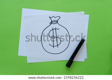 Money bag drawn on paper