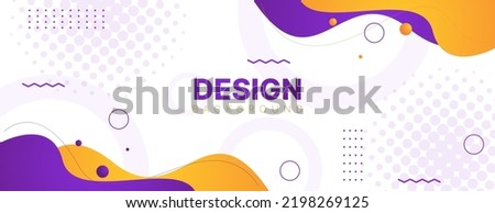 abstract banner background with fluid shapes in purple and orange color. vector illustration