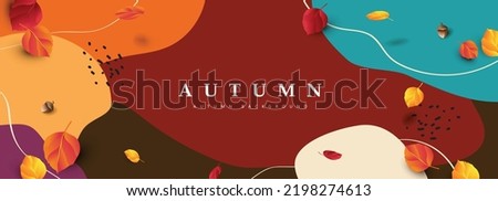 Autumn banner abstract background with falling autumn leaves and color of autumn background Royalty-Free Stock Photo #2198274613