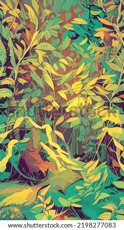 jungle natural art decoration of tropical plant floral detail pattern for background and ornament vector wit spring botanical natural forest for design exotic print size 9:16