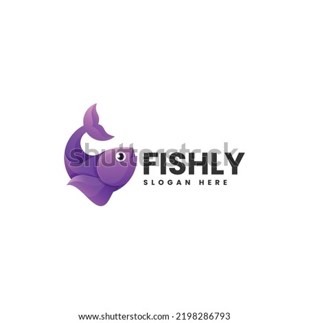 Vector Logo Illustration Fish Gradient Colorful Style.
