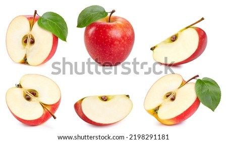 Set red apple isolated on white background. Collection red apple isolated. Clipping path Apple