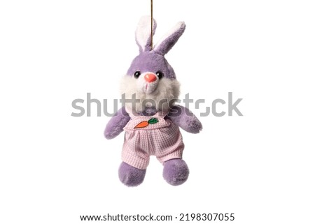 Bunny rabbit toy isolated on white background. High quality photo