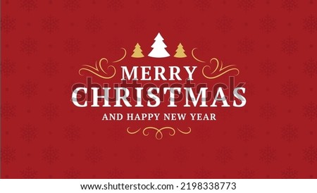 Merry Christmas red vintage decorative banner template curved ornament with fir tree vector illustration. Happy New Year retro greeting poster snowflakes ornate design traditional winter holiday