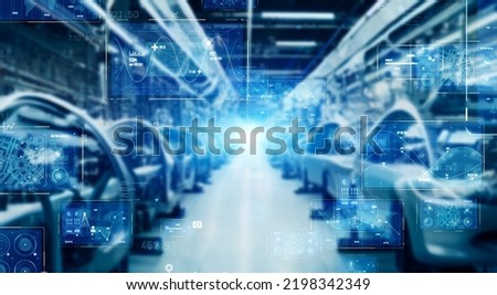 Automobile factory and technology. Factory automation. Royalty-Free Stock Photo #2198342349