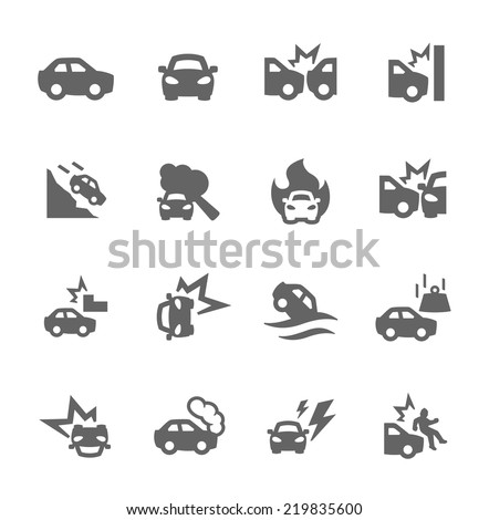 Simple Set of Car Crashes Related Vector Icons for Your Design.