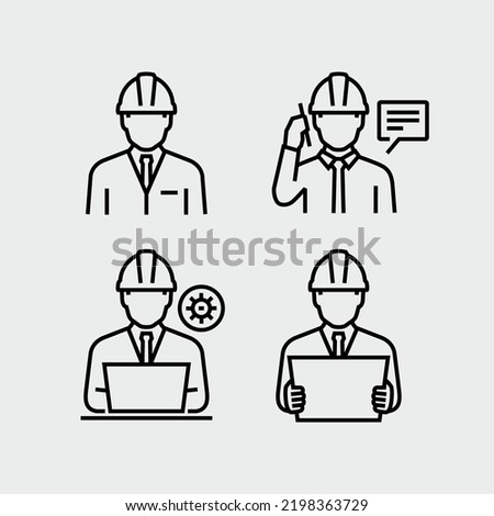 Project Manager Engineer Architect Vector Line Icons Royalty-Free Stock Photo #2198363729