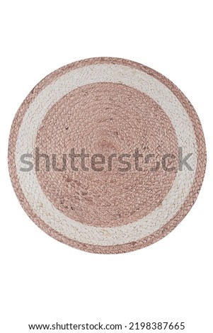 colorful patterned jute carpet on a white background Royalty-Free Stock Photo #2198387665