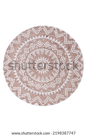 colorful patterned jute carpet on a white background Royalty-Free Stock Photo #2198387747