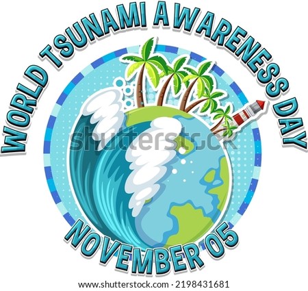 World Tsunami Awareness Day Logo Design illustration