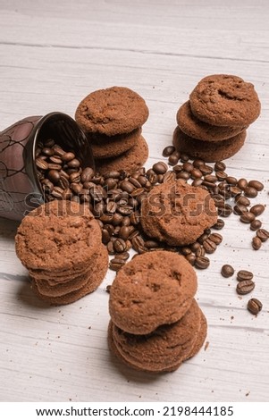 Double chocolate chip cookies with coffee beans