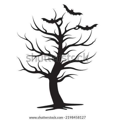 Halloween tree, Color isolated Vector illustration of kawaii cartoon.