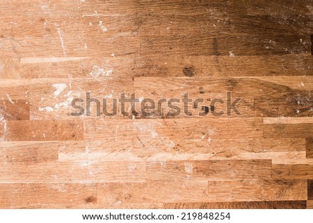Old grunge wooden cutting kitchen desk board background texture.
