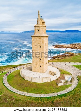 Tower of Hercules or Torre de Hercules is an ancient Roman lighthouse in A Coruna in Galicia, Spain Royalty-Free Stock Photo #2198486663
