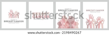 Breast Cancer Awareness Month card set. Royalty-Free Stock Photo #2198490267