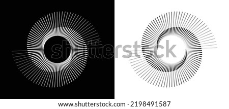 Spiral with gray colors lines as dynamic abstract vector background or logo or icon. Yin and Yang symbol. Royalty-Free Stock Photo #2198491587
